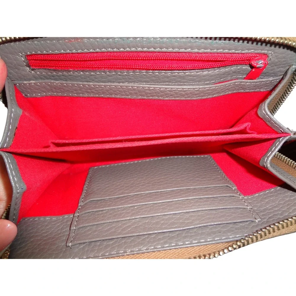 Dooney Bourke Gray‎ Leather Zip Around Wristlet Wallet Card Holder